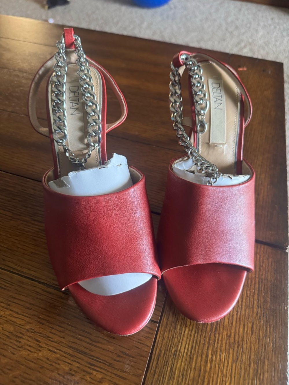 Delta Red Open-Toe Slip-On Mules - Picture 2 of 13